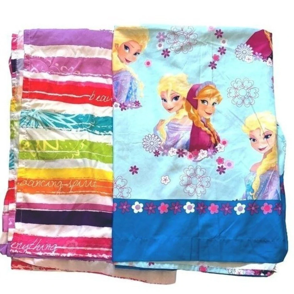 Disney Frozen + stripe pattern bundle‎ of 2 flat twin sheets OS